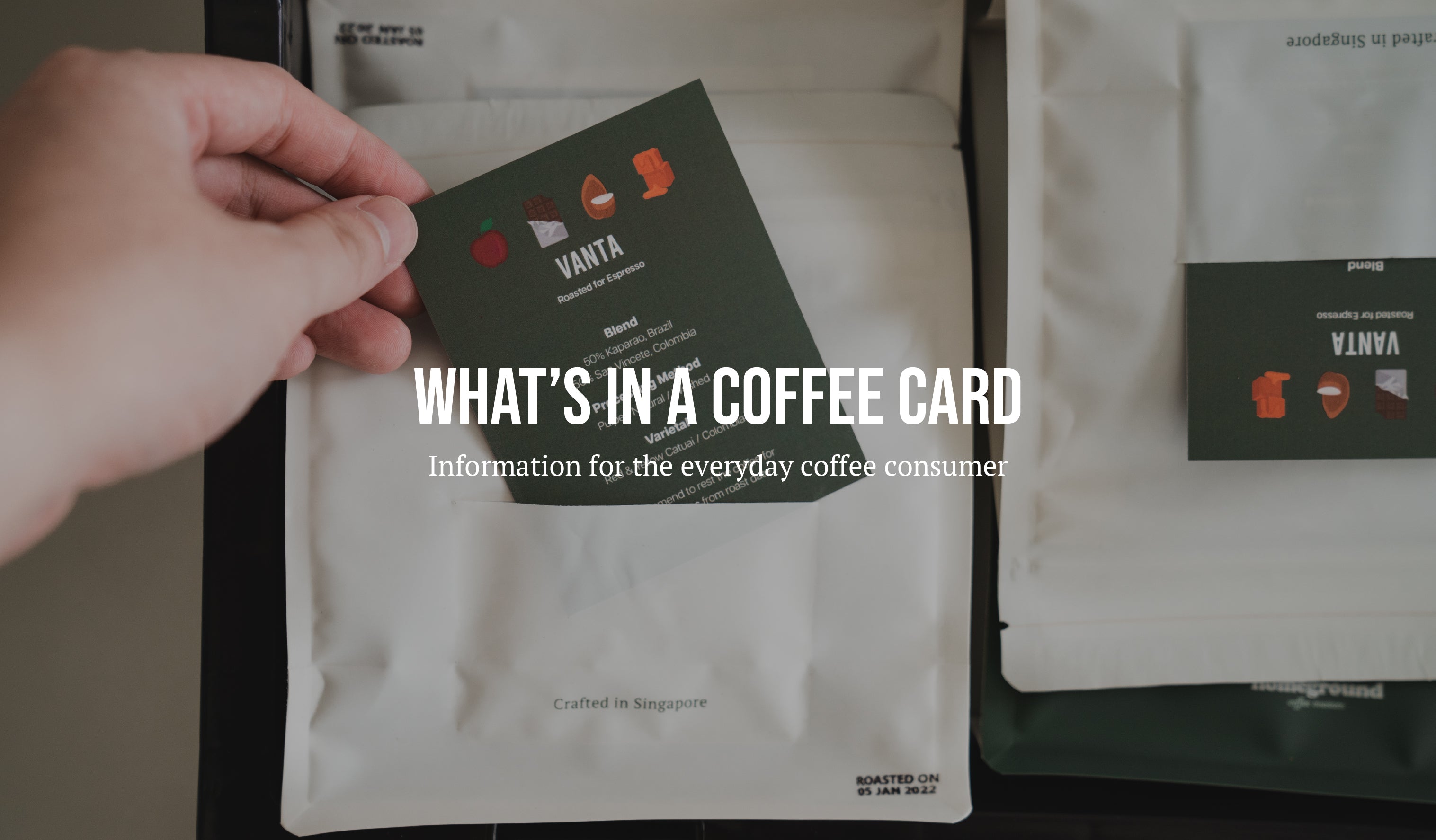 What kind of information do you find in a coffee bag or card