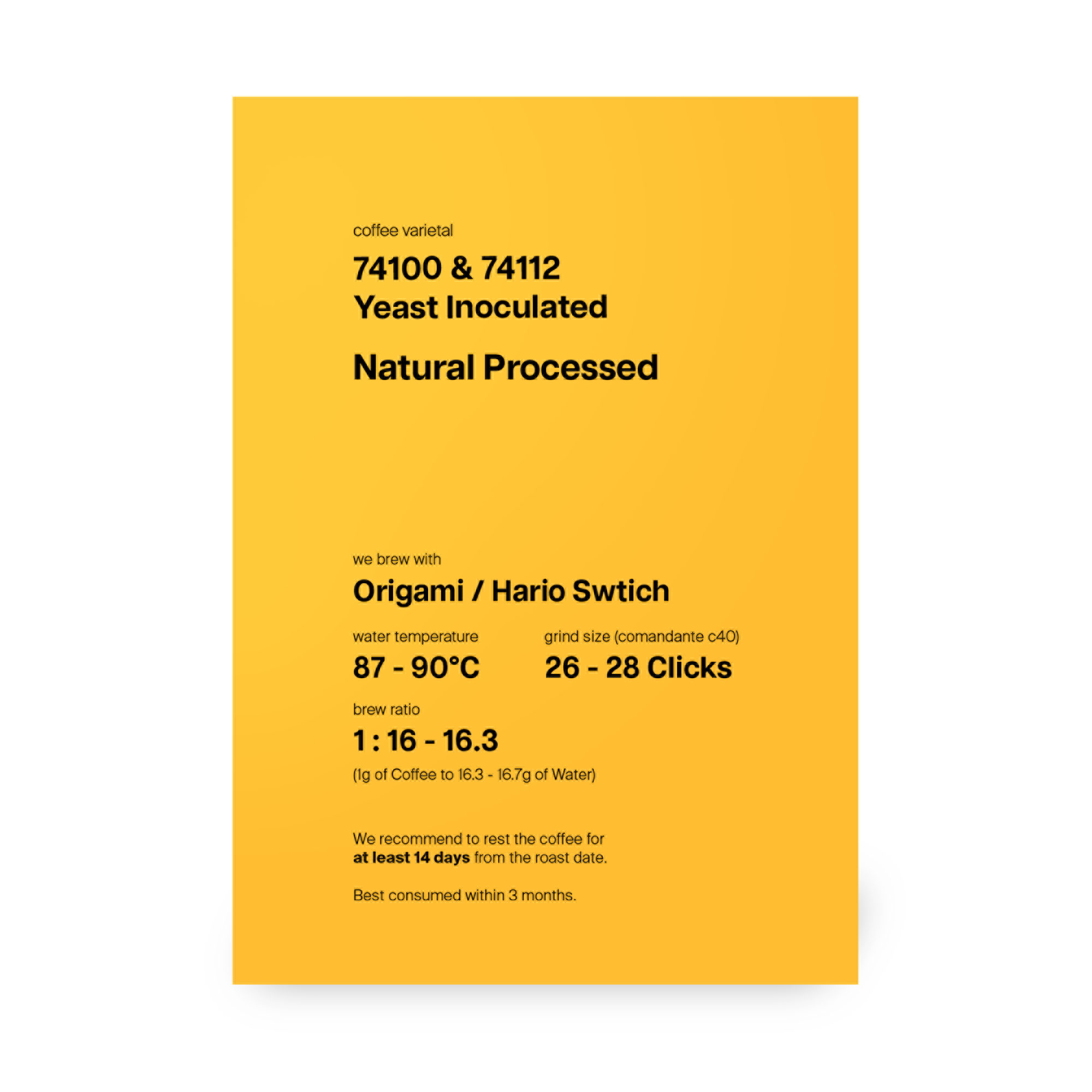 Tibe Haro, 74100 & 74112, Yeast Inoculated Natural, Ethiopia