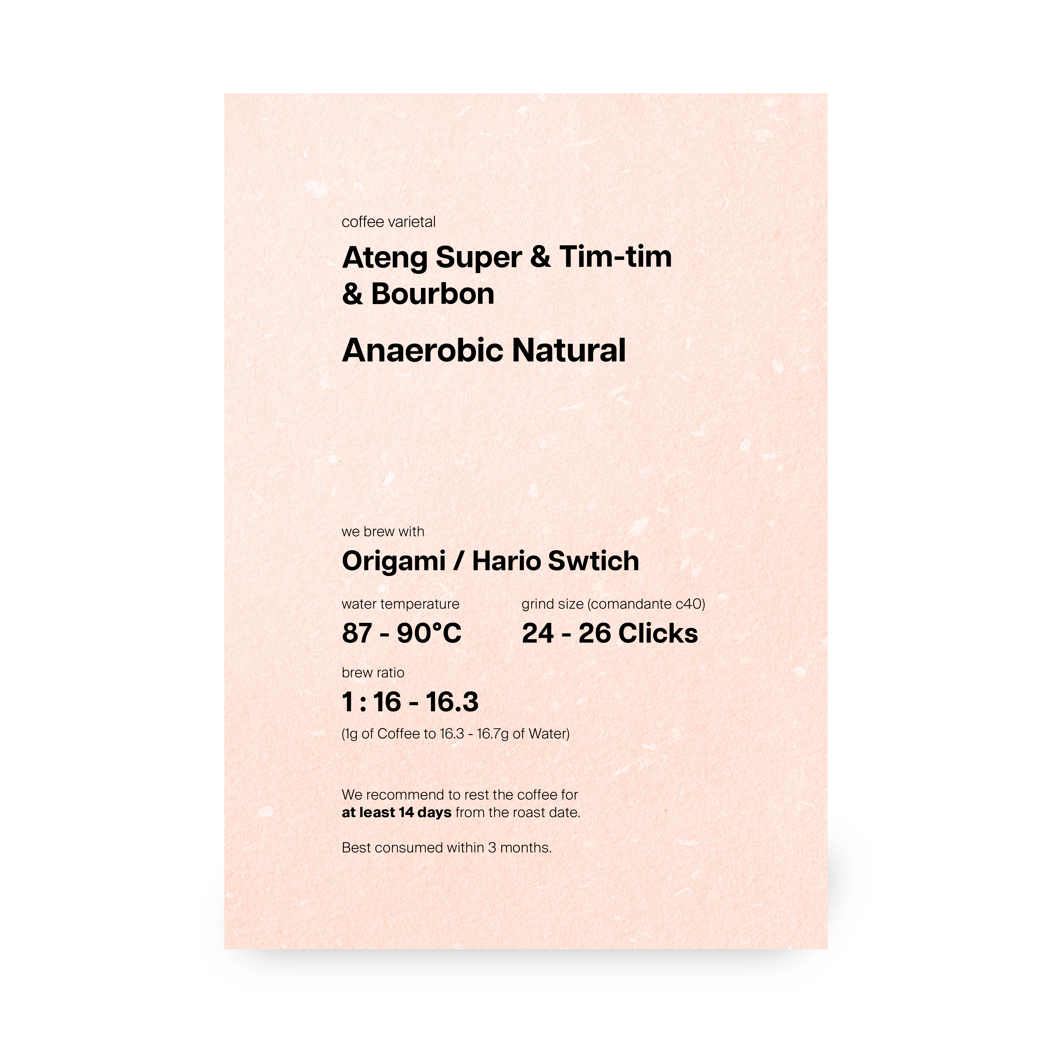 Pantan Sinaku, Ateng Super & Tim-Tim & Bourbon, Anaerobic Natural, Indonesia (Drip Bag In-store)